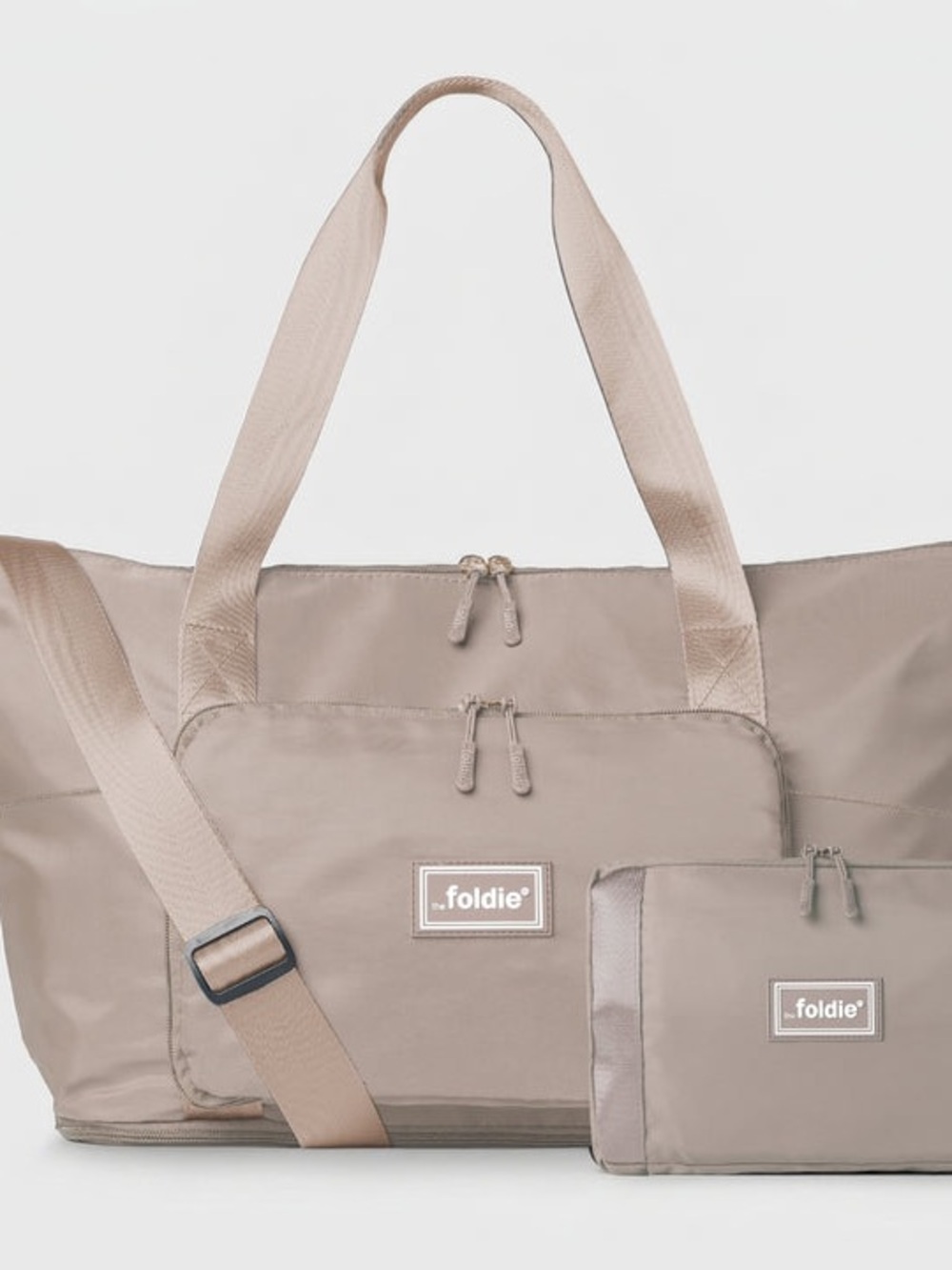 Foldie Foldable Travel Tote Bag in Light Beige